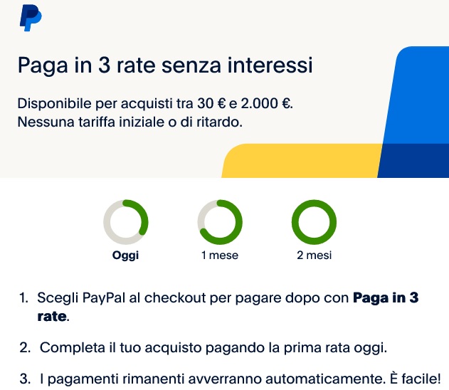 Paypal paga in 3 rate